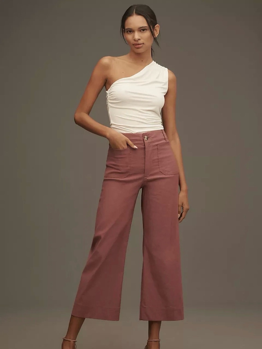 Maeve The Colette Pink Magic Fabric Crop Wide-Leg Pant Sz 33 Tall Chic Preppy